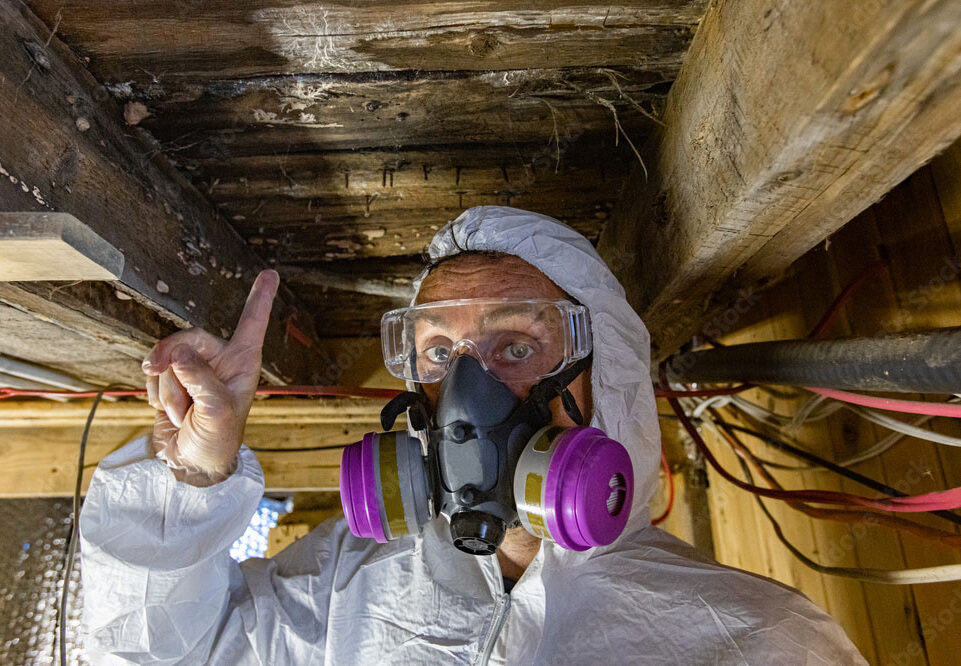 wood rot inspector under a house