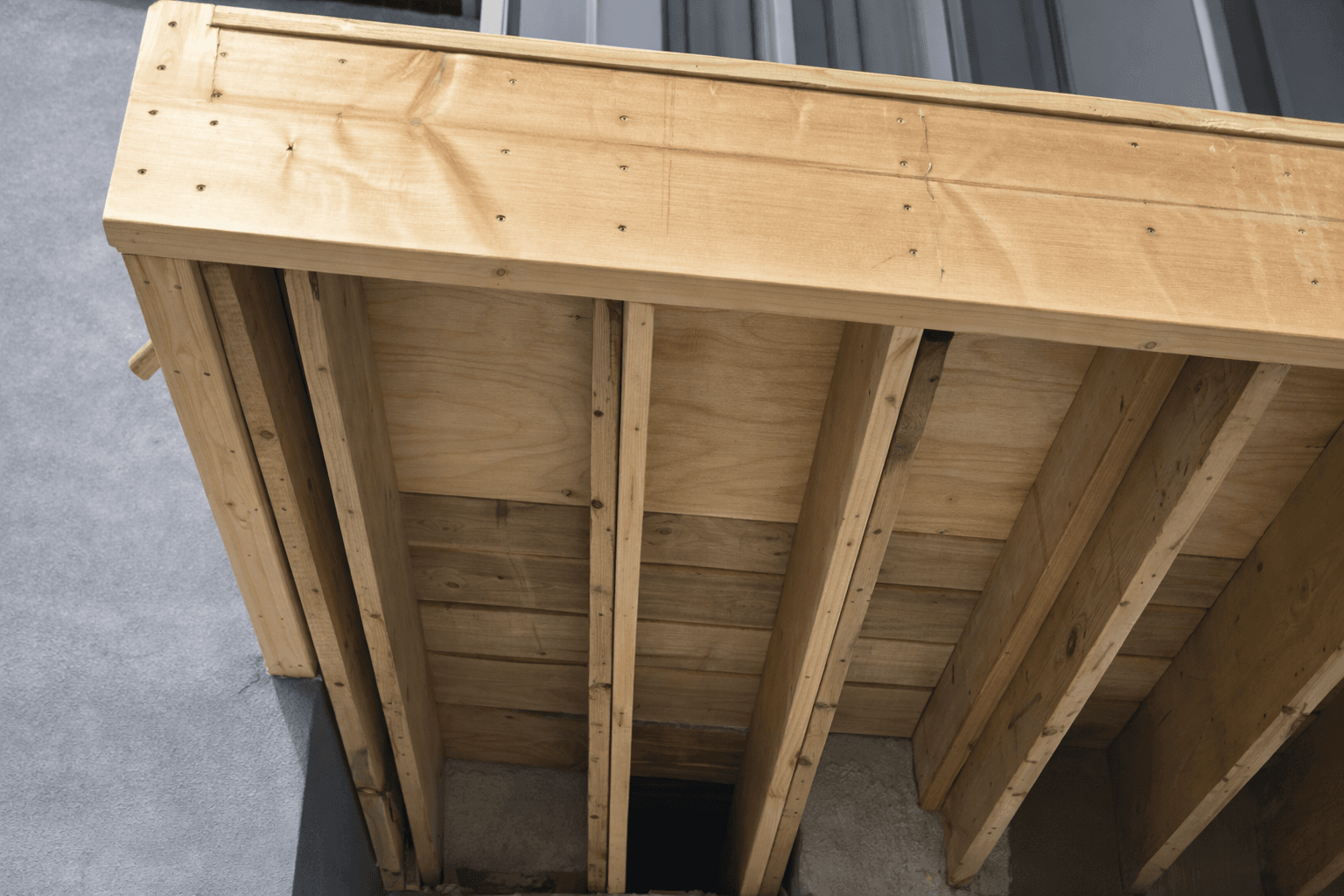 Repaired balcony framing